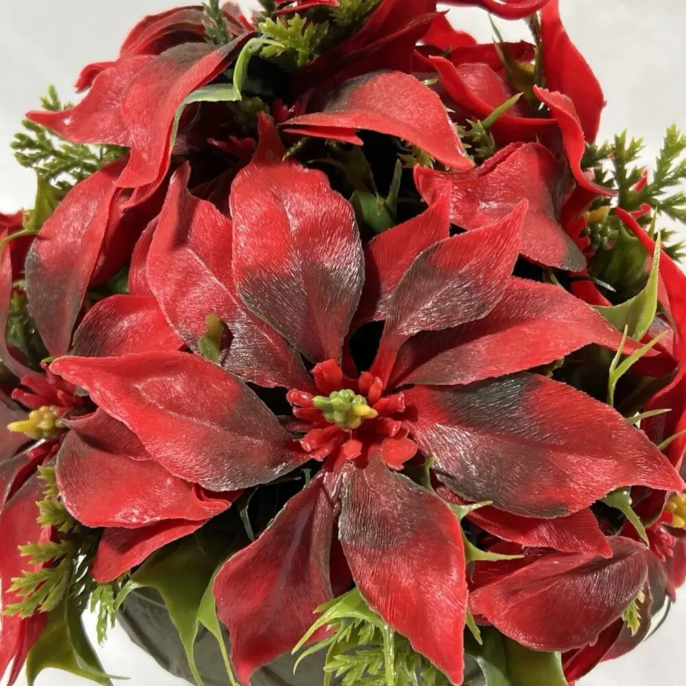 Vintage MCM Christmas Centerpiece Poinsettia Mid Century Kitsch Plastic Floral